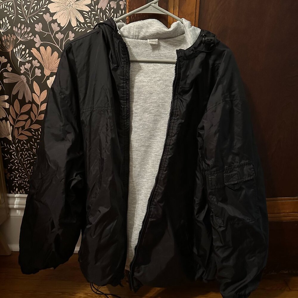 Unknown, Unisex Brand Lined Black Windbreaker, Fits like L or XL